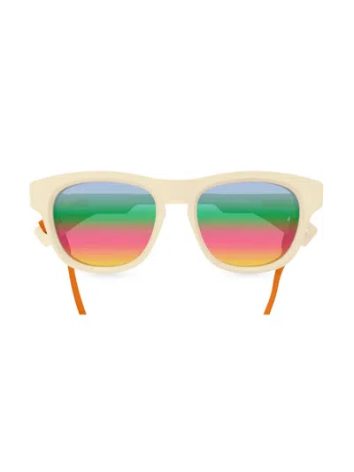 Gucci Men's 53mm Square Sunglasses In Ivory Rainbow Gradient