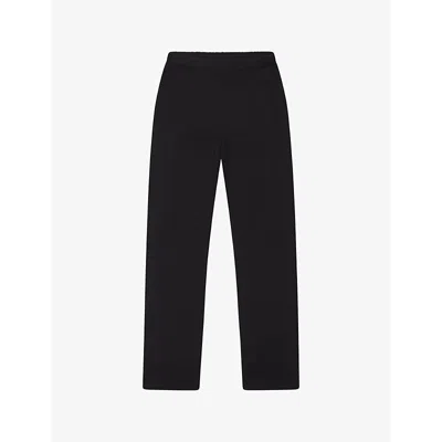 Khy Womens Black Wide-leg Mid-rise Cotton-terry Jogging Bottoms