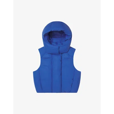 Khy Womens Cobalt Padded Oversized Boxy-fit Shell Hooded Puffer Vest