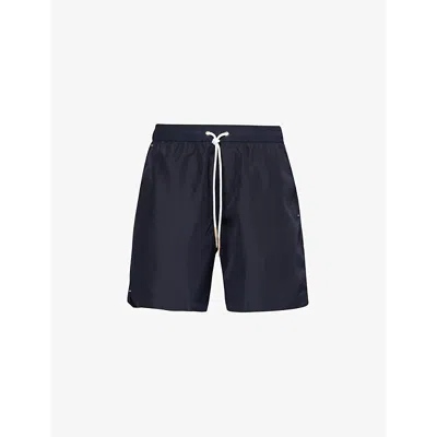 Eleventy Mens Blue Drawstring-waist Flap-pocket Swim Shorts