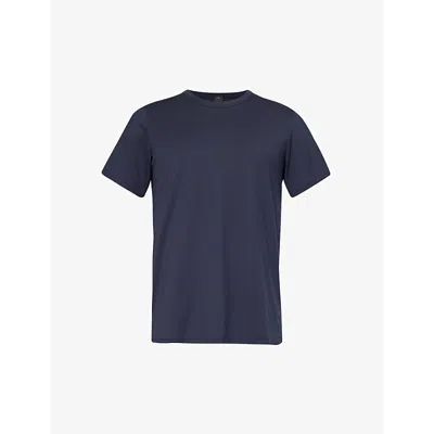 Lululemon Mens Nautical Navy Fundamental Rubberised-logo Stretch-woven T-shirt