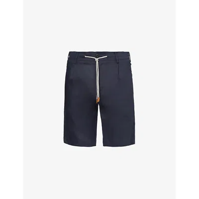 Eleventy Mens Blue Drawstring-waist Regular-fit Linen Shorts