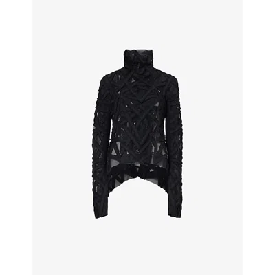 Rick Owens Womens Black Naska Panelled High-neck Woven Jacket