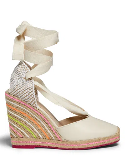 Sophia Webster Women's Valentina 110mm Striped Espadrille Wedge Sandals In White Multi