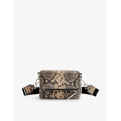 Whistles Womens Multi-coloured Bibi Snake-print Leather Cross-body Bag