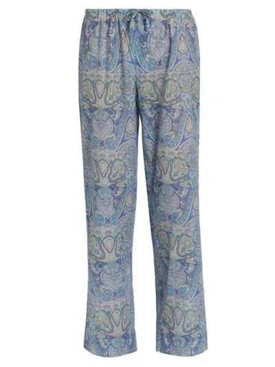 Papinelle Women's Nahla Paisley Cotton Pajama Pants In Crystal Blue