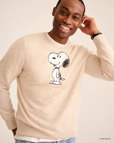 Naadam Men's Snoopy Cashmere Sweater In Oatmeal