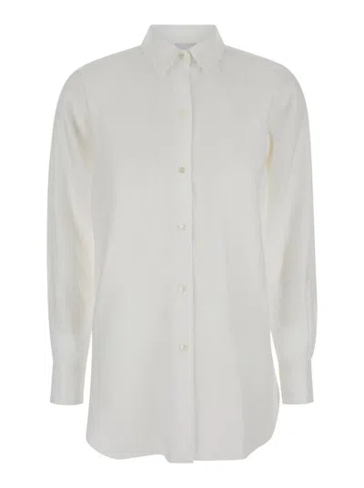 Plain Camicia Over Lino In White