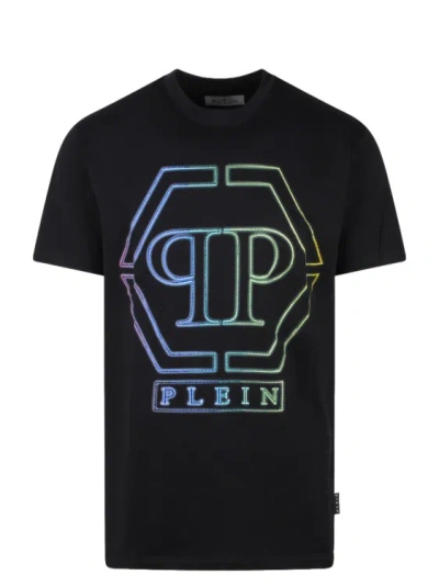 Philipp Plein Embroidered Round-neck T-shirt In Black