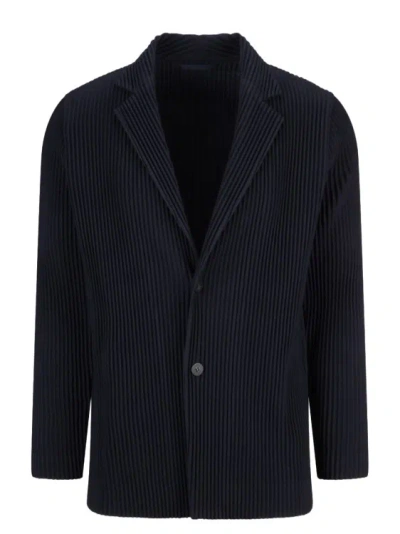 Issey Miyake Single-breasted Pleated Blazer In Blue
