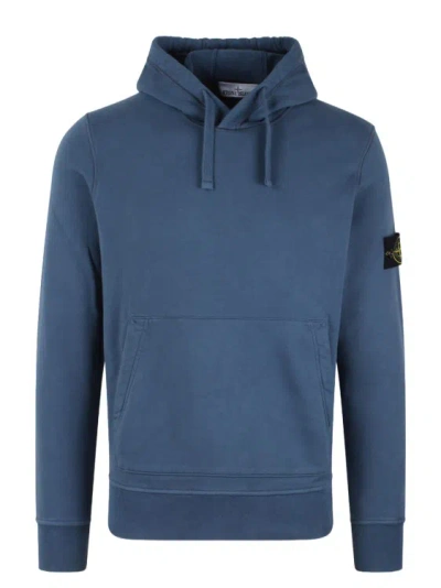 Stone Island Badge Logo Classic Hoodie In Blue