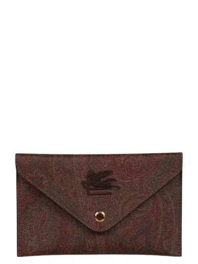 Etro Small  Essential Envelope Pouch In Brown