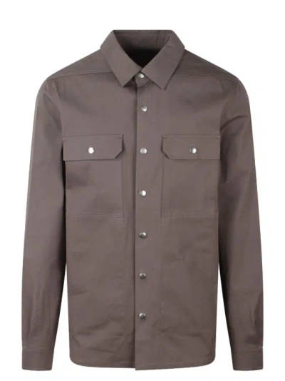 Rick Owens Cotton Overshirt In Grey