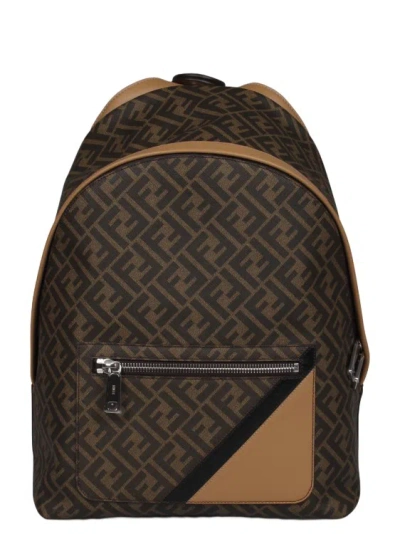 Fendi Chiodo Diagonalbackpack In Brown