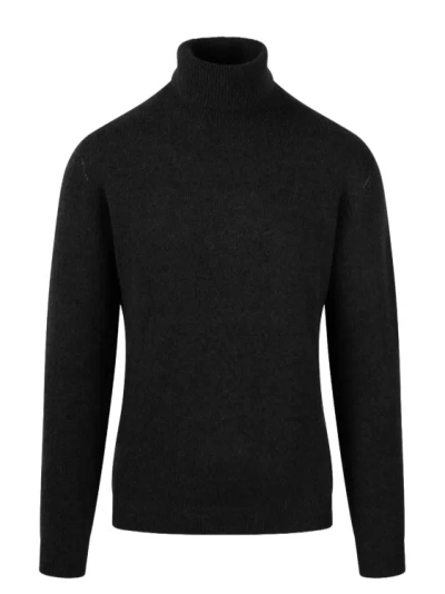 Roberto Collina Baby Camel Turtleneck Sweater In Black