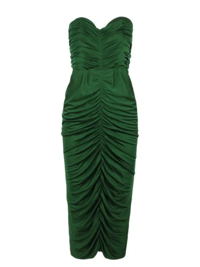 Costarellos Aveline Strapless Ruched Midi Dress In Green