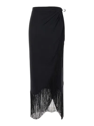 The Andamane Jackie Fringed Skirt In Black