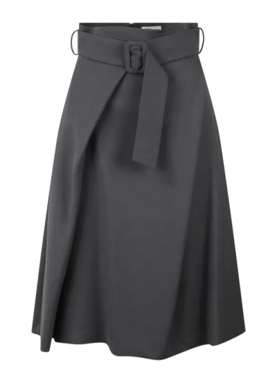 P.a.r.o.s.h Belted Midi Skirt In Grey