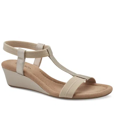 Style & Co Women's Step N Flex Voyage Wedge Sandals, Created For Macy's In Platino