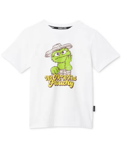 Kenneth Cole Sesame Street Kids Slim Fit Oscar The Grouch T-shirt In White