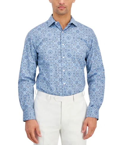 Bar Iii Men's Butterfly Pattern Dress Shirt, Created For Macy's In Blue