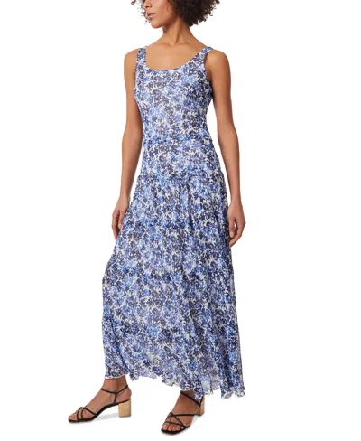 Jones New York Petite Tiered Floral-print Maxi Dress In Nyc White  Blue