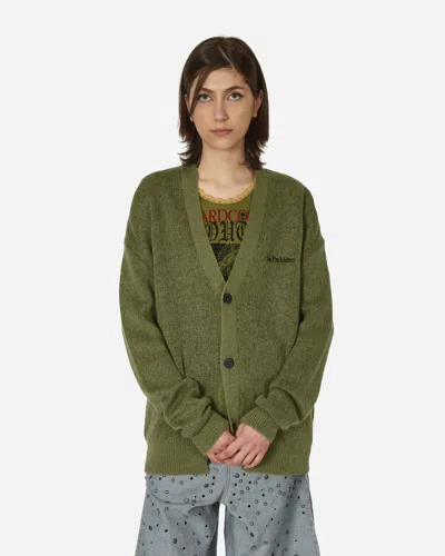 No Problemo Brushed Mohair Cardigan Olive In Green