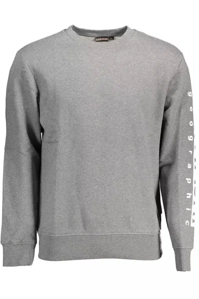 Napapijri Gray Cotton Sweater In Grey