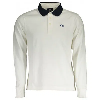 La Martina Elegant Long-sleeved Polo With Contrasting Men's Details In White