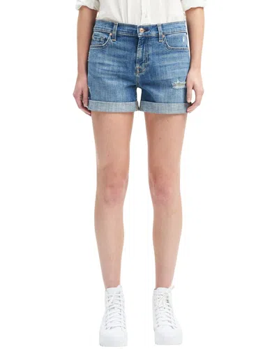 7 For All Mankind Mid Roll Short Bright Light  Jean In Blue