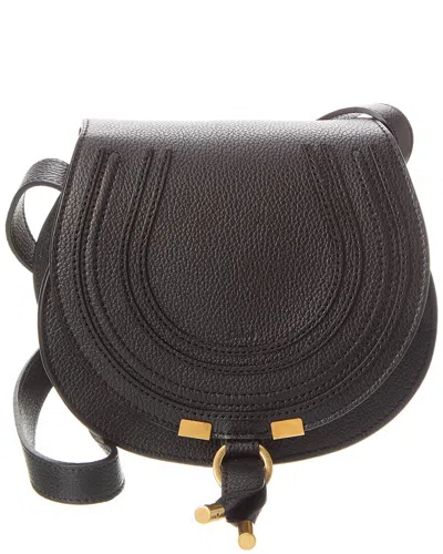 Chloé Marcie Small Leather Saddle Bag In Black