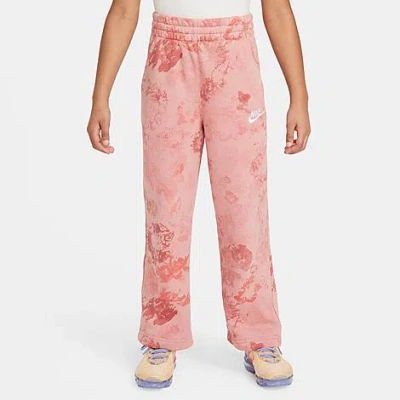 Nike Sportswear Club Fleece Big Kids' (girls') French Terry Wide-leg Pants In Pink