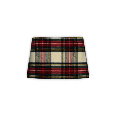 Miu Miu Plais Wool Mini Skirt In White