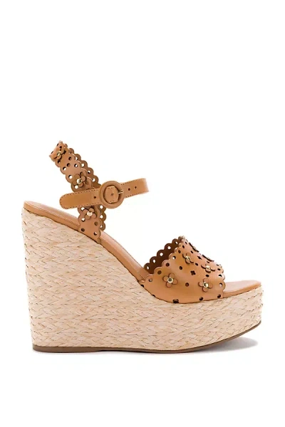 Larroude Women's Jasmine Flower Detail Espadrille Wedge Platform Sandals In Biscuit