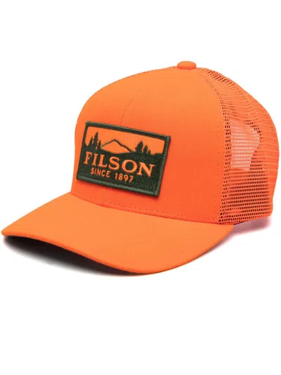 Filson Logo-patch Trucker Hat In Orange