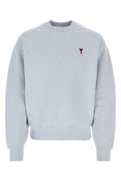 Ami Alexandre Mattiussi Light Cotton Crew Neck Sweatshirt In Blue