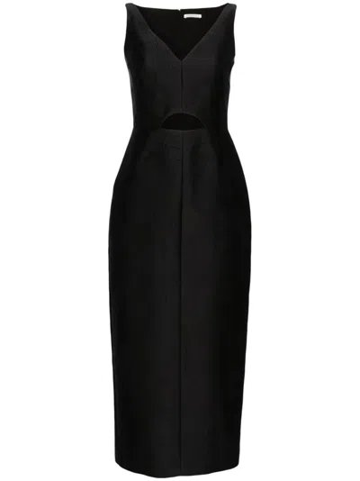 Emilia Wickstead V-neck Cut-out Midi Dress In Black