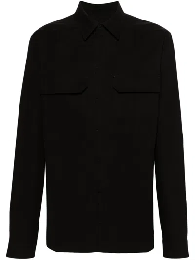 Rick Owens Chest-pocket Organic-cotton Shirt In Black