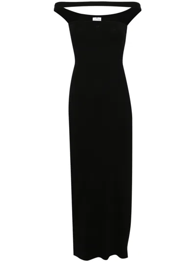 Courrèges Hyperbole 90's Rib Long Dress Woman Black In Cotton