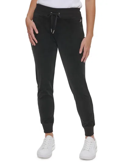 Calvin Klein Womens Velour Drawstring Jogger Pants In Black