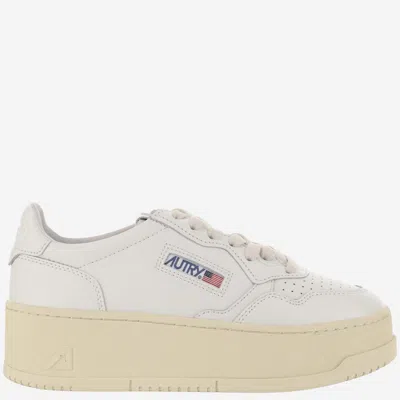 Autry Medalist Platform Low Leather Sneakers In White