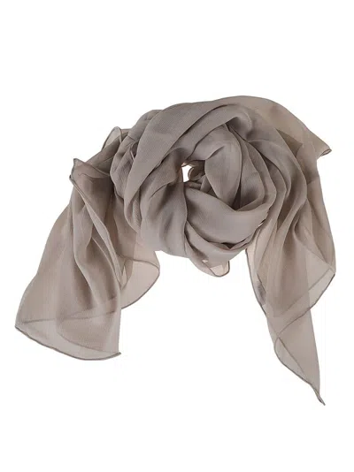 Max Mara Meandro Logo Patch Scarf In Argento