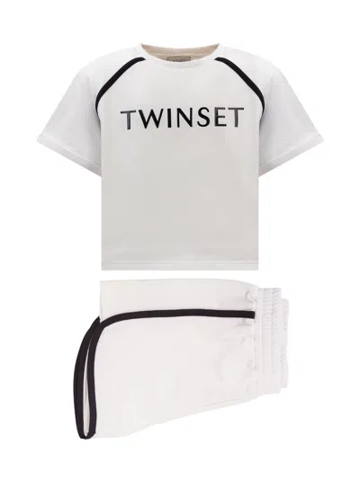 Twinset Kids' T-shirt And Shorts Set In White