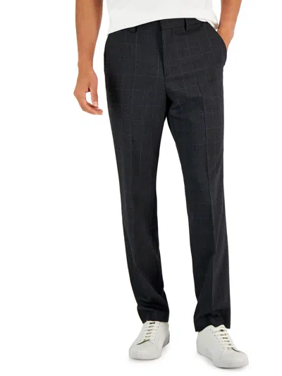 Hugo Mens Wool Blend Glen Plaid Suit Pants In Navy