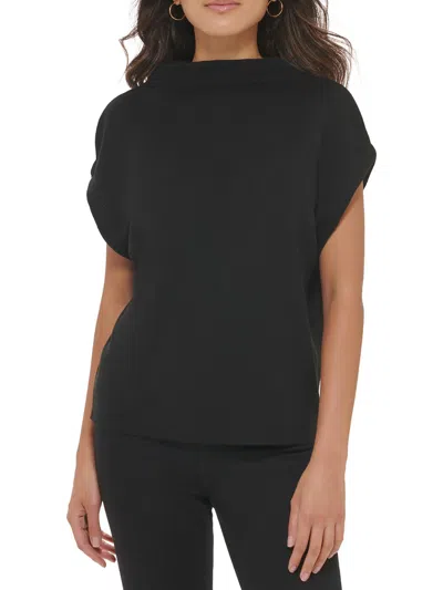 Calvin Klein Womens Sleeveless Rolled Collar Pullover Sweater In Black