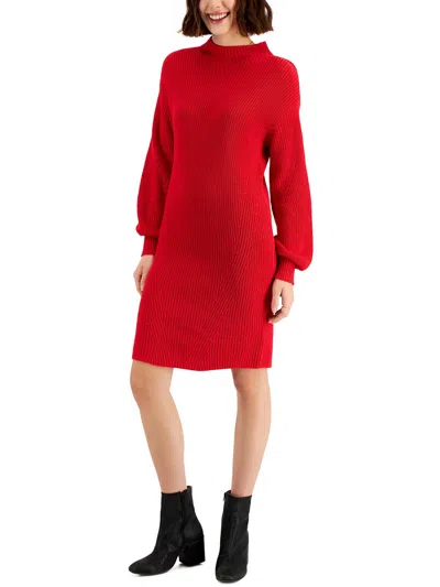 Style & Co Womens Ribbed Knit Mock-turtle Neck Sweaterdress In Multi