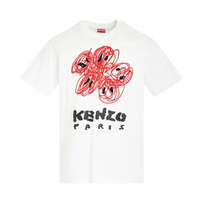 Kenzo Drawn Varsity Cotton T-shirt In White