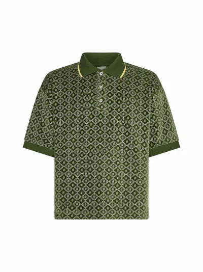 Drôle De Monsieur Le Polo Monogramme Polo Shirt In Green