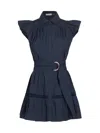 Ramy Brook Marceline Belted Button-front Mini Dress In Spring Navy