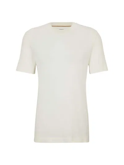 Hugo Boss Textured-knit T-shirt In Cotton And Silk In White